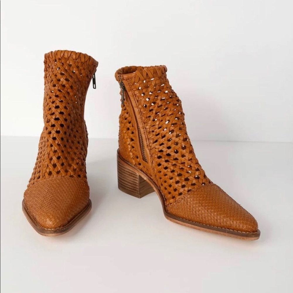 Free People- In The Loop Tan Leather Woven